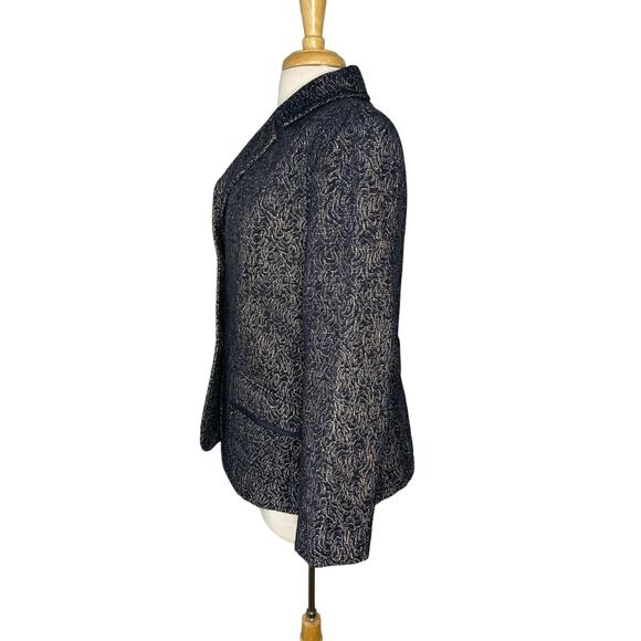 LAFAYETTE 148 Paisley Swirl Blue White Blazer Jacket Size 12 Unlined Tapestry - Picture 2 of 10